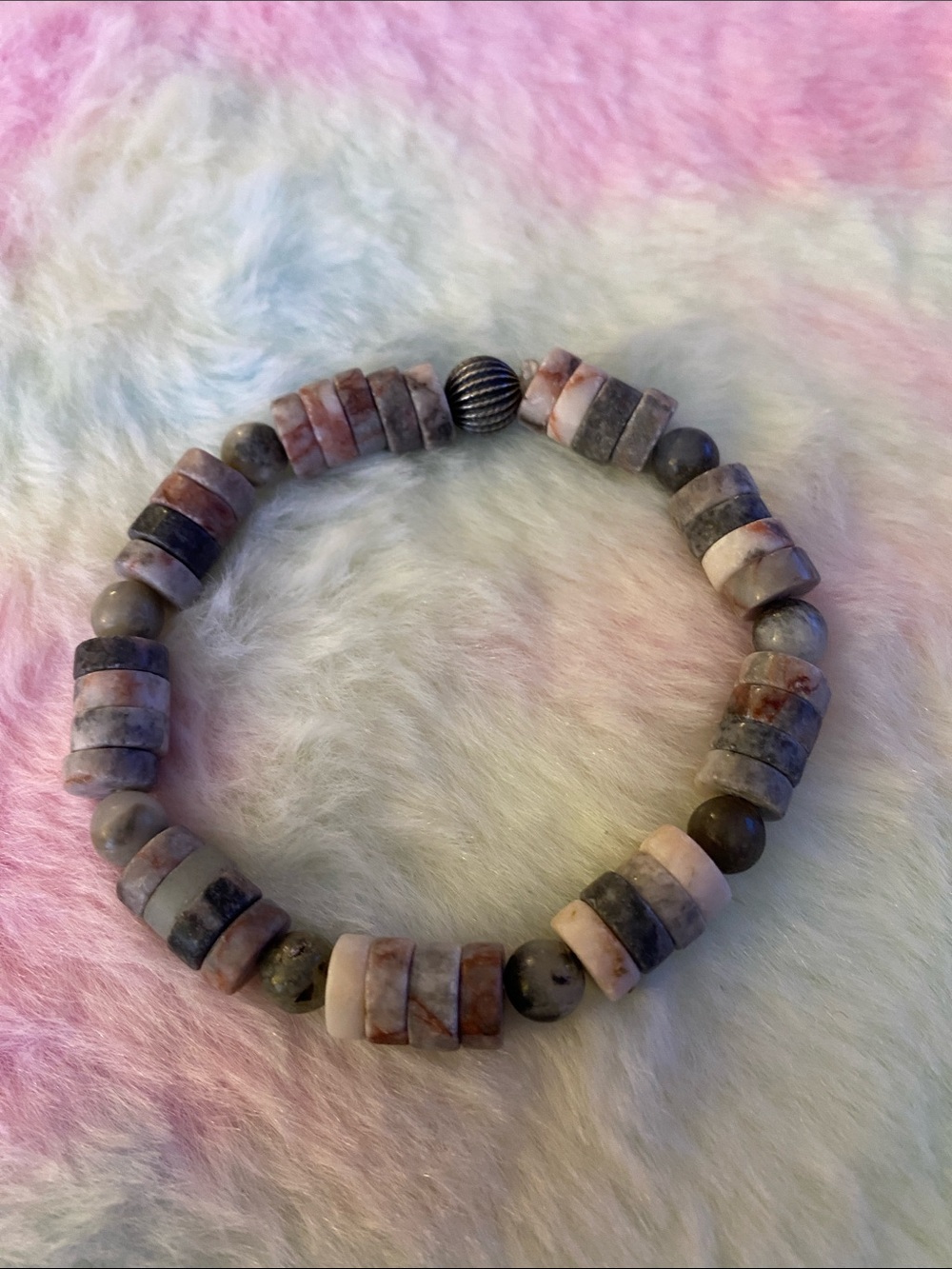 Natural Stone Beaded Stretch Bracelet — Multicolor